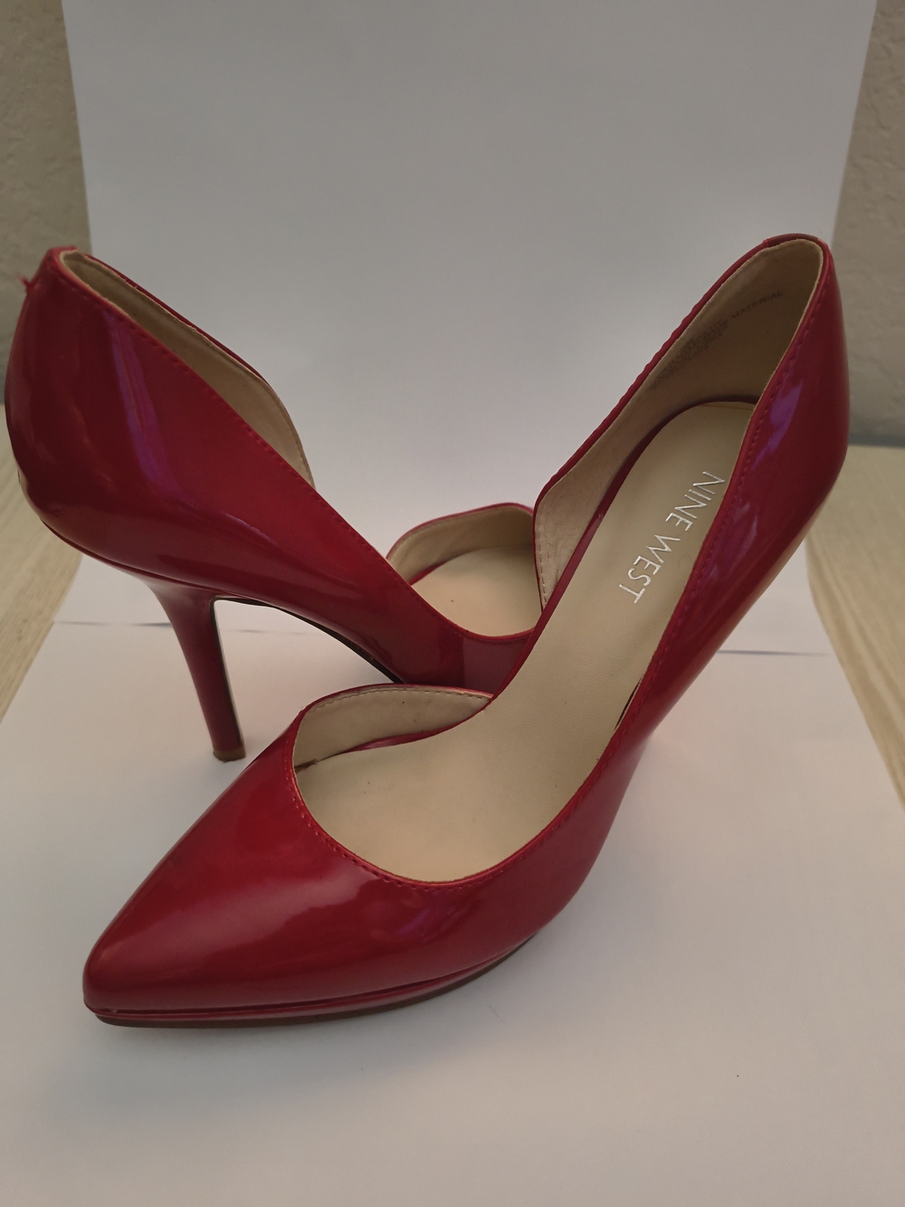 Nine West Women's Red Patent Pointed-Toe Pumps High Heels 8 Date Night Sleek